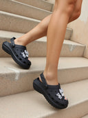 Black Casual Charms Clogs For Women - Greentech