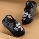 Black Casual Charms Clogs For Women - Greentech