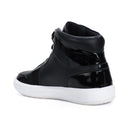 Black Casual High Ankle Patent Sneakers For Men - Greentech
