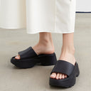 Black Casual High Ankle Platform Flip Flops Slippers For Women - Greentech