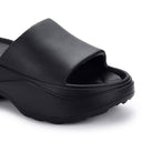 Black Casual High Ankle Platform Flip Flops Slippers For Women - Greentech