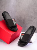 Black Casual Velcro Warrior Flip Flops Sliders For Men - Greentech