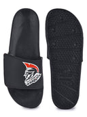 Black Casual Velcro Warrior Flip Flops Sliders For Men - Greentech