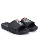 Black Casual Velcro Warrior Flip Flops Sliders For Men - Greentech