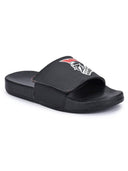 Black Casual Velcro Warrior Flip Flops Sliders For Men - Greentech