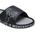 Black Grey Casual Deer Flip Flops Slippers For Men - Greentech