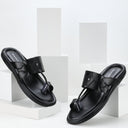 Black Laser Cut Kolhapuri Slippers Slip On Sandals For Men - Greentech