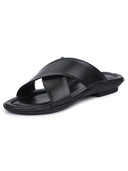 Black Minimals Cross Strap Sandals For Men - Greentech