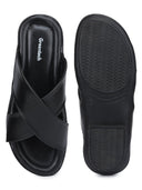 Black Minimals Cross Strap Sandals For Men - Greentech