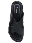 Black Minimals Cross Strap Sandals For Men - Greentech