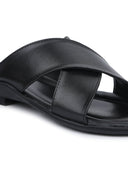 Black Minimals Cross Strap Sandals For Men - Greentech