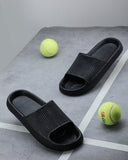 Black Solid Casual Flip Flops Sliders For Men - Greentech