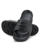Black Solid Casual Flip Flops Sliders For Men - Greentech