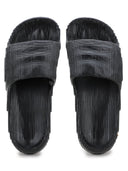 Black Solid Casual Flip Flops Sliders For Men - Greentech