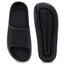 Black Solid Casual Flip Flops Sliders For Men - Greentech