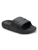 Black Solid Casual Flip Flops Sliders For Men - Greentech