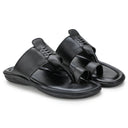 Black Stitched Kolhapuri Slippers Slip On Sandals For Men - Greentech