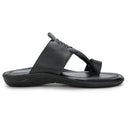 Black Stitched Kolhapuri Slippers Slip On Sandals For Men - Greentech
