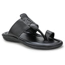 Black Stitched Kolhapuri Slippers Slip On Sandals For Men - Greentech