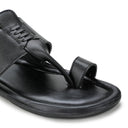 Black Stitched Kolhapuri Slippers Slip On Sandals For Men - Greentech