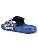 Blue Casual Velcro Printed Flip Flops Sliders For Men - Greentech