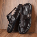 Brown Buckle Slip On Sandals For Men - Greentech