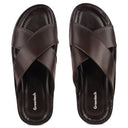 Brown Minimals Cross Strap Sandals For Men - Greentech