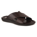 Brown Minimals Cross Strap Sandals For Men - Greentech