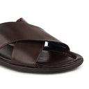 Brown Minimals Cross Strap Sandals For Men - Greentech