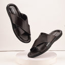 Brown Minimals Cross Strap Sandals For Men - Greentech