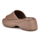 Coffee Brown Casual High Ankle Platform Flip Flops Slippers For Women - Greentech