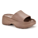 Coffee Brown Casual High Ankle Platform Flip Flops Slippers For Women - Greentech