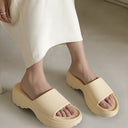 Cream Casual High Ankle Platform Flip Flops Slippers For Women - Greentech