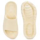 Cream Casual High Ankle Platform Flip Flops Slippers For Women - Greentech