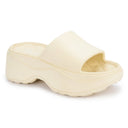 Cream Casual High Ankle Platform Flip Flops Slippers For Women - Greentech