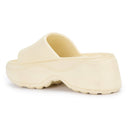 Cream Casual High Ankle Platform Flip Flops Slippers For Women - Greentech