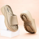 Dark Beige Casual High Ankle Platform Flip Flops Slippers For Women - Greentech