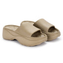 Dark Beige Casual High Ankle Platform Flip Flops Slippers For Women - Greentech
