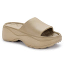 Dark Beige Casual High Ankle Platform Flip Flops Slippers For Women - Greentech