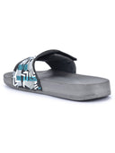 Grey Casual Velcro Printed Flip Flops Sliders For Men - Greentech