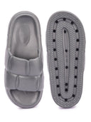 Grey Quilted Cushioned Flip Flops Slides For Men - Greentech