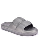 Grey Quilted Cushioned Flip Flops Slides For Men - Greentech