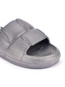 Grey Quilted Cushioned Flip Flops Slides For Men - Greentech