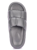 Grey Quilted Cushioned Flip Flops Slides For Men - Greentech