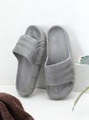 Grey Solid Casual Flip Flops Sliders For Men - Greentech