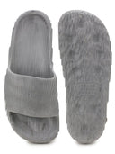Grey Solid Casual Flip Flops Sliders For Men - Greentech