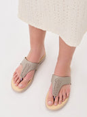 Grey T - Strap Memory Foam Flats For Women - Greentech