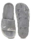 Grey White Solid Casual Flip Flops Sliders For Men - Greentech