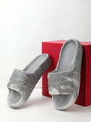 Grey White Solid Casual Flip Flops Sliders For Men - Greentech