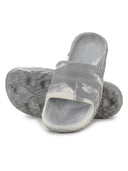Grey White Solid Casual Flip Flops Sliders For Men - Greentech